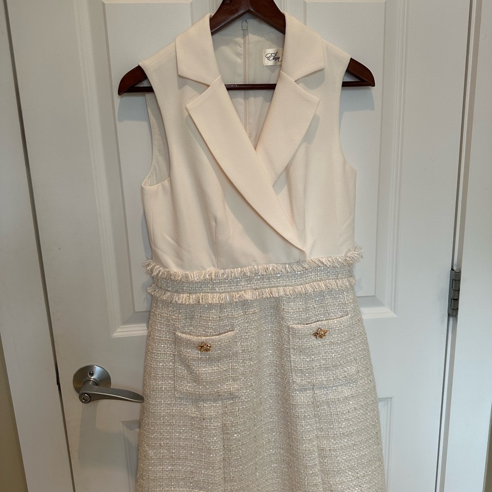 Eliza J Cream Textured Midi Dress